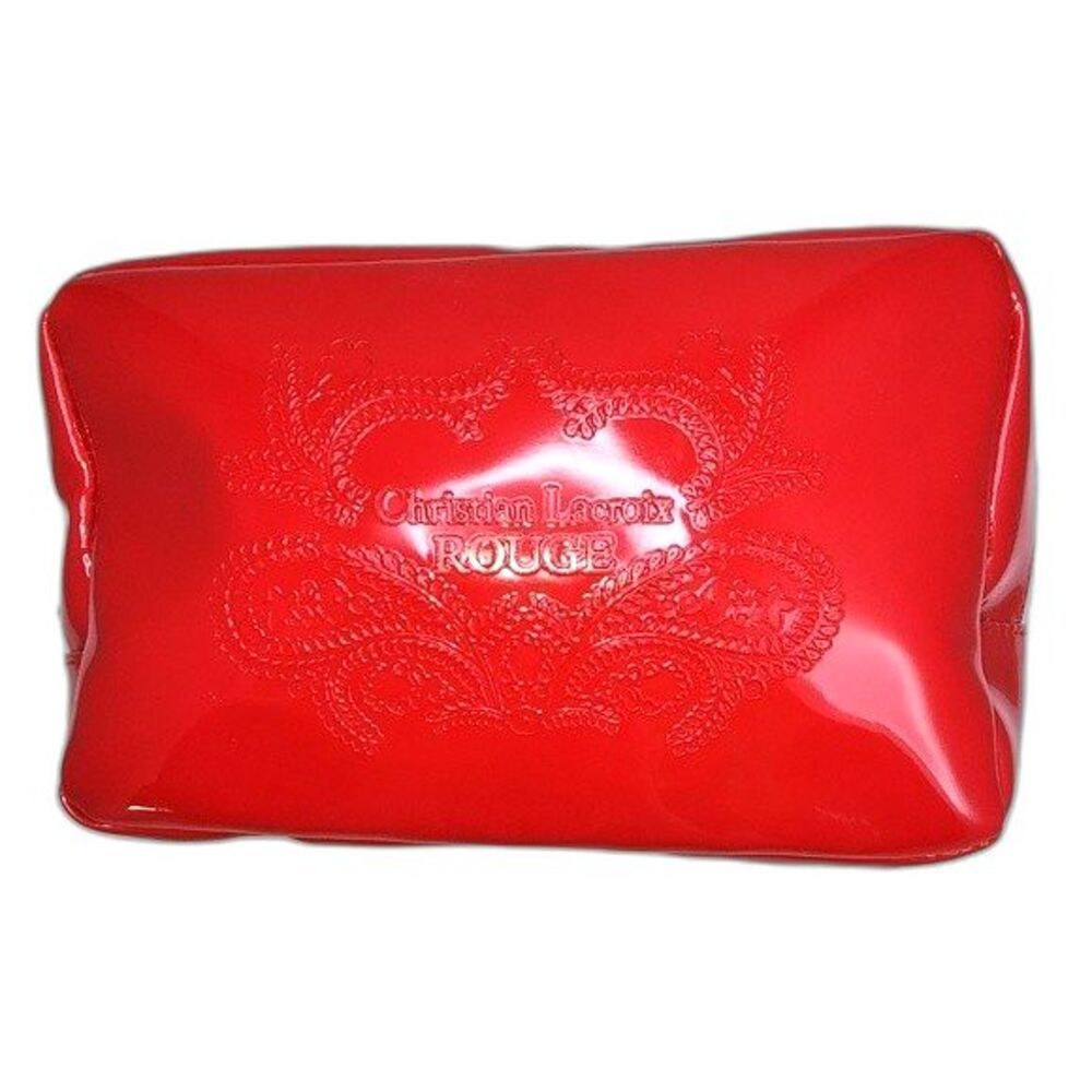 Christian Lacroix Rouge Red Patent Makeup‎ Bag 9"X6"X3"